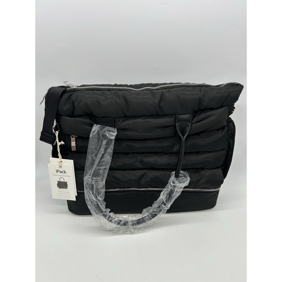 Ipack Handbags - iPack Puffy Fashion Tote Bag NWT Black Travel Overnight Weekender Carry On Gym